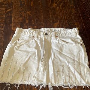 Levi’s white denim skirt with sequins